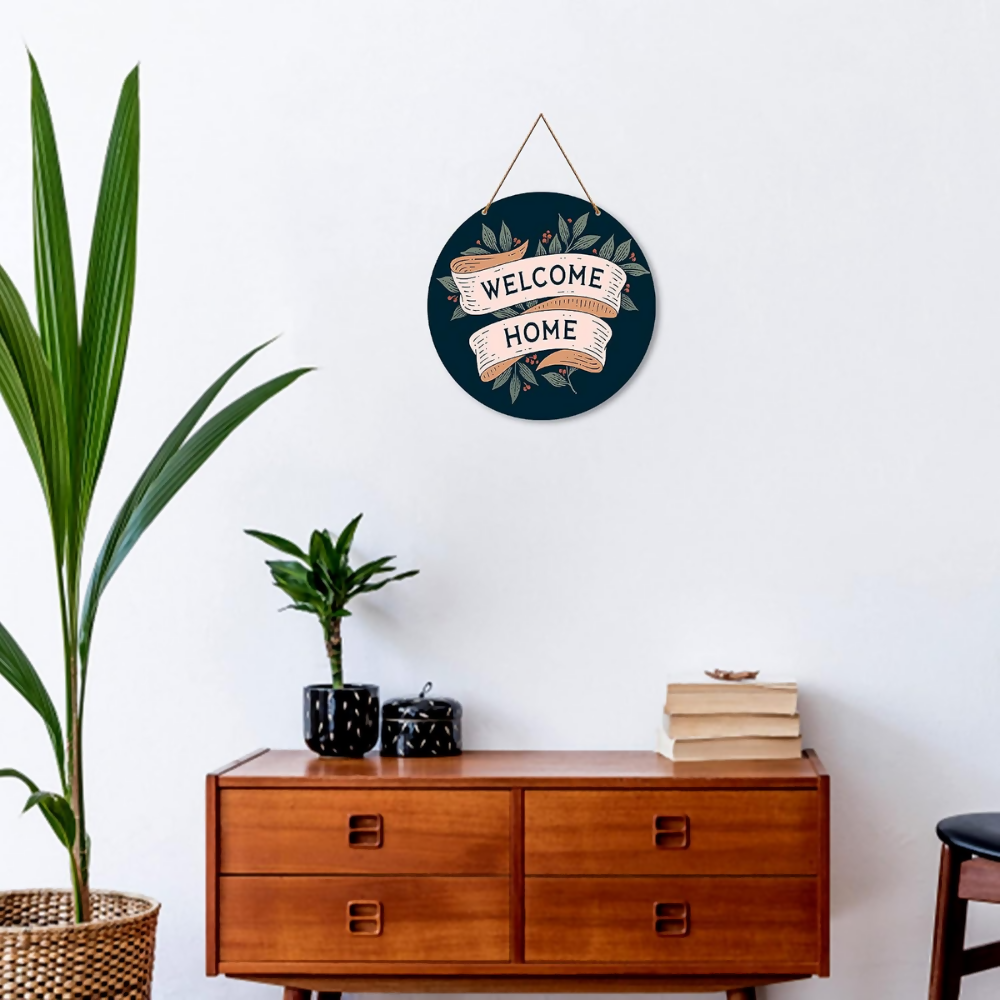 Artvibes Welcome Home Round Wood Design Artworks Hangings Ornaments - Dista