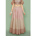 Thumbnail for Jyoti Fashion Dusty Rose Pink Dori with Zari Thread Sequence Embroidery Cotton Silk Lehenga Choli with Dupatta - Distacart