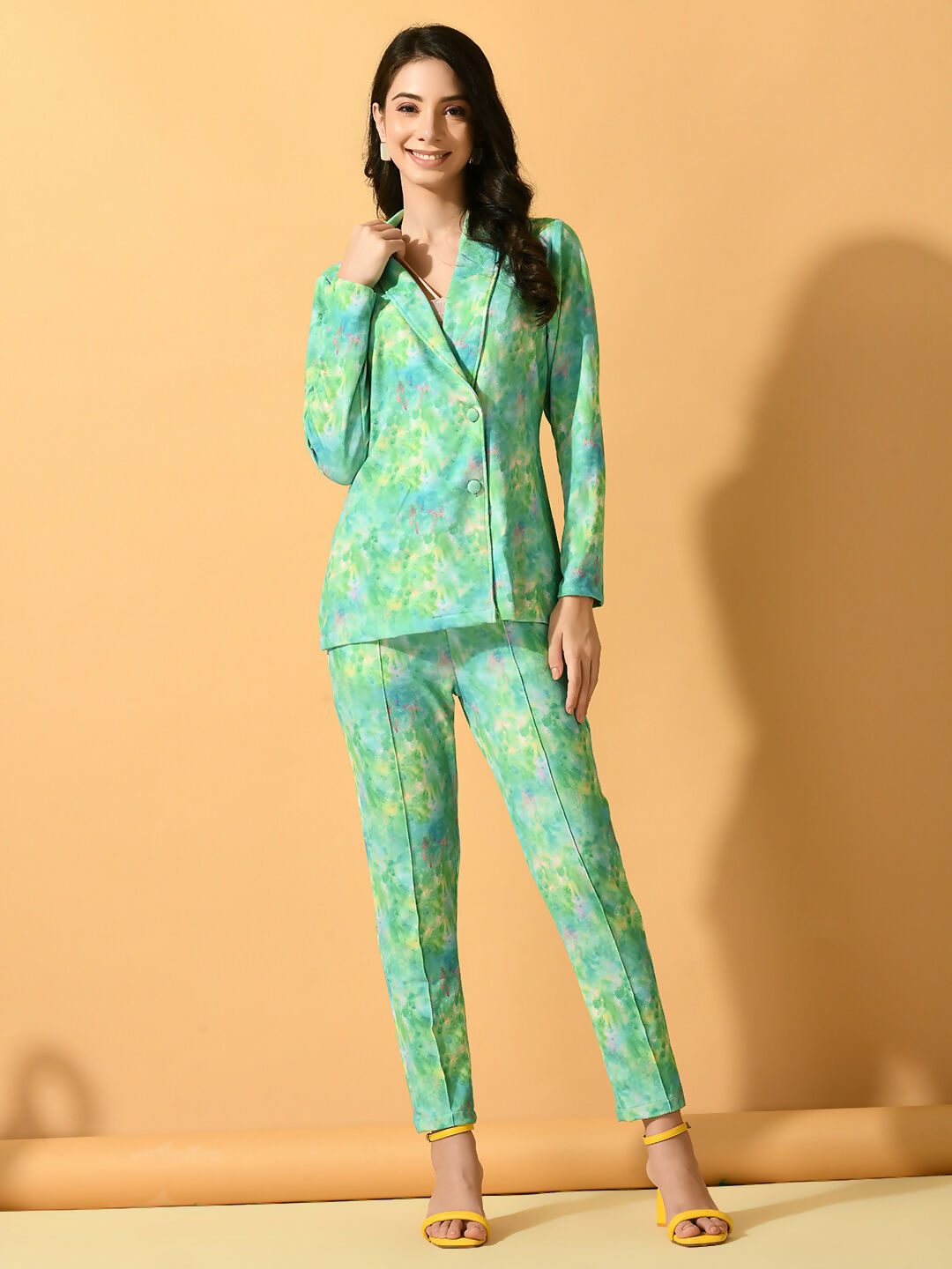 Myshka Women's Multi Printed Coat With Trousers - Distacart