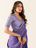 Thumbnail for NOZ2TOZ Women's Georgette Purple Printed Designer Saree With Blouse Piece - Distacart