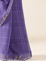 Thumbnail for NOZ2TOZ Women's Georgette Purple Printed Designer Saree With Blouse Piece - Distacart