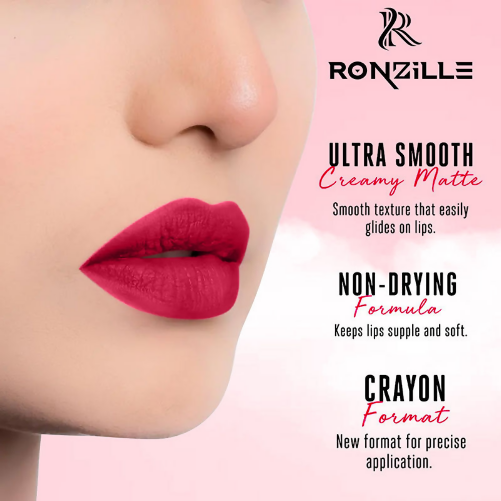 Ronzille Long Stay Matte Lip Crayon - Deep Carmine - Dista