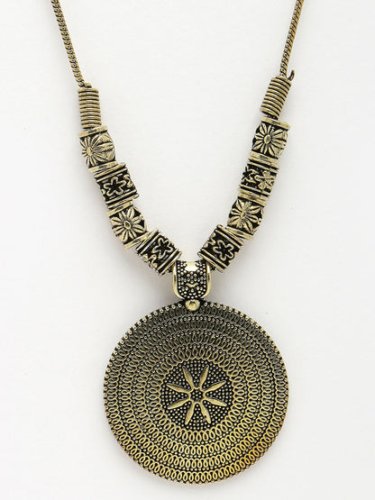 NVR Women's Gold-Plated Circular Shape Pendant with Chain - Distacart