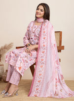Thumbnail for Prazu Fashion Baby Pink Printed Cotton Blend Festival Wear Salwar Suit - Distacart