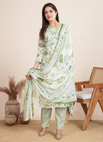 Thumbnail for Prazu Fashion Off White Printed Cotton Blend Festival Wear Salwar Suit - Distacart
