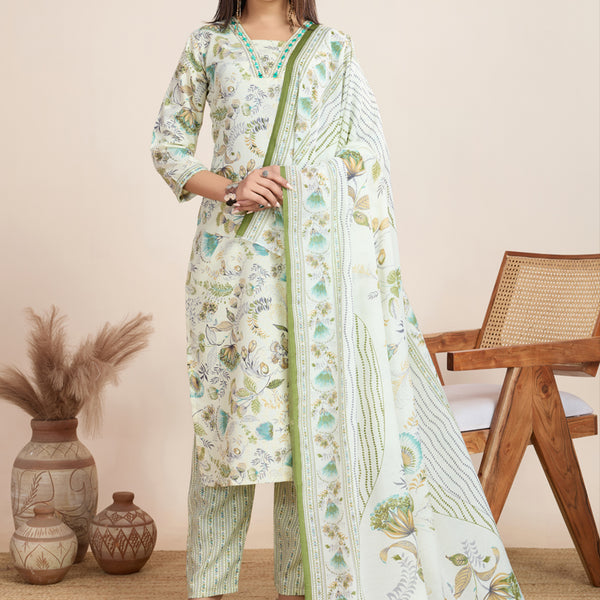 Prazu Fashion Off White Printed Cotton Blend Festival Wear Salwar Suit - Distacart