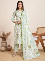 Thumbnail for Prazu Fashion Off White Printed Cotton Blend Festival Wear Salwar Suit - Distacart