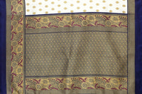 Thumbnail for Vamika white & navy Printed Art Silk Saree - Distacart