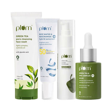 Plum Pore Cleansing CSMS (Cleanser, Serum, Moisturizer, Sunscreen) Combo With Green Tea - Distacart
