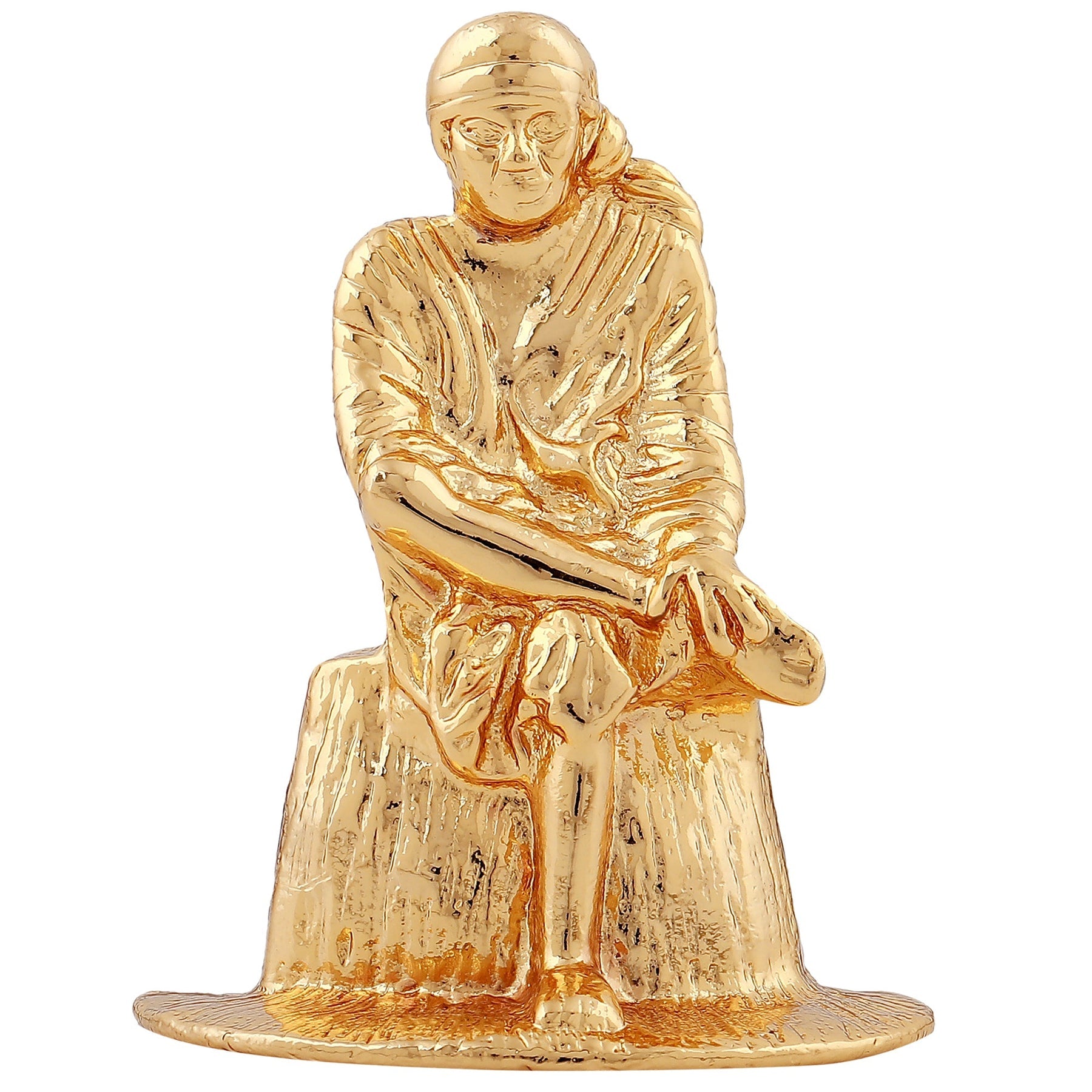 Estele Gold-Polished Divine Sirdi Sai Baba Idol with Sitting Position for Pooja/Gifts/Car decor - Distacart