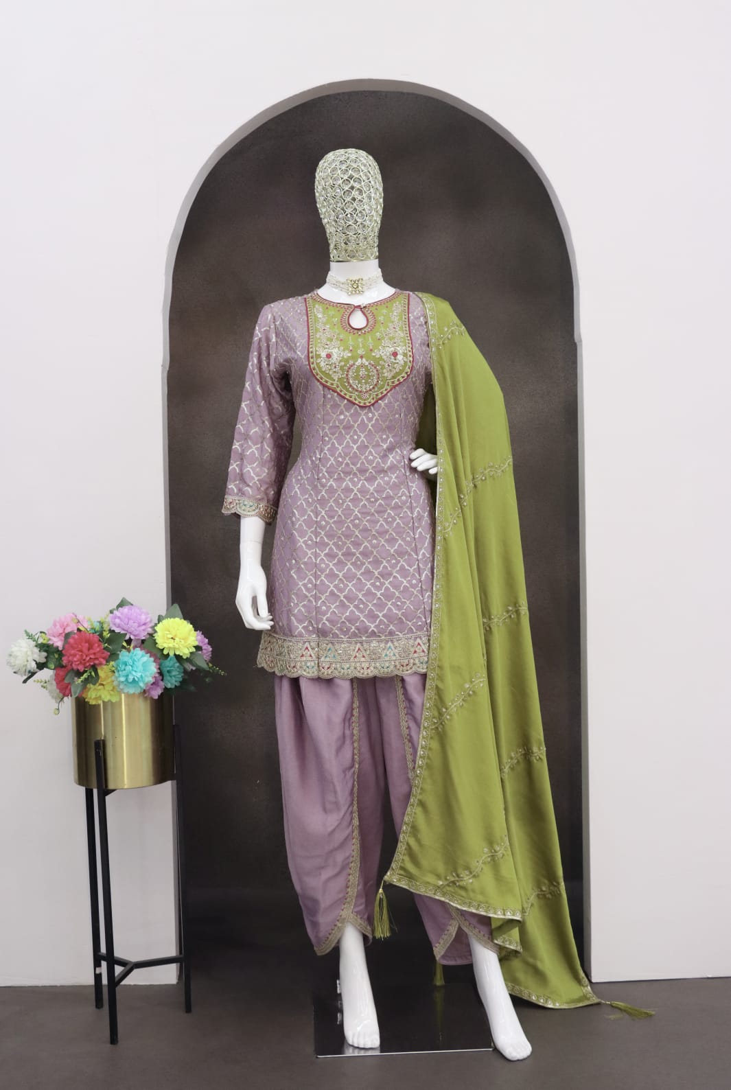 Aarshi Fashions Purple Dhoti Wedding Suit