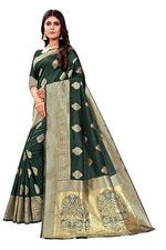 Thumbnail for Vamika Weaving Banarasi Jacquard Green Kanjivaram Saree - Distacart
