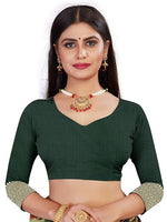 Thumbnail for Vamika Weaving Banarasi Jacquard Green Kanjivaram Saree - Distacart