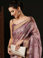 Thumbnail for NOZ2TOZ Women's Organza Mauve Printed Designer Saree With Blouse Piece - Distacart