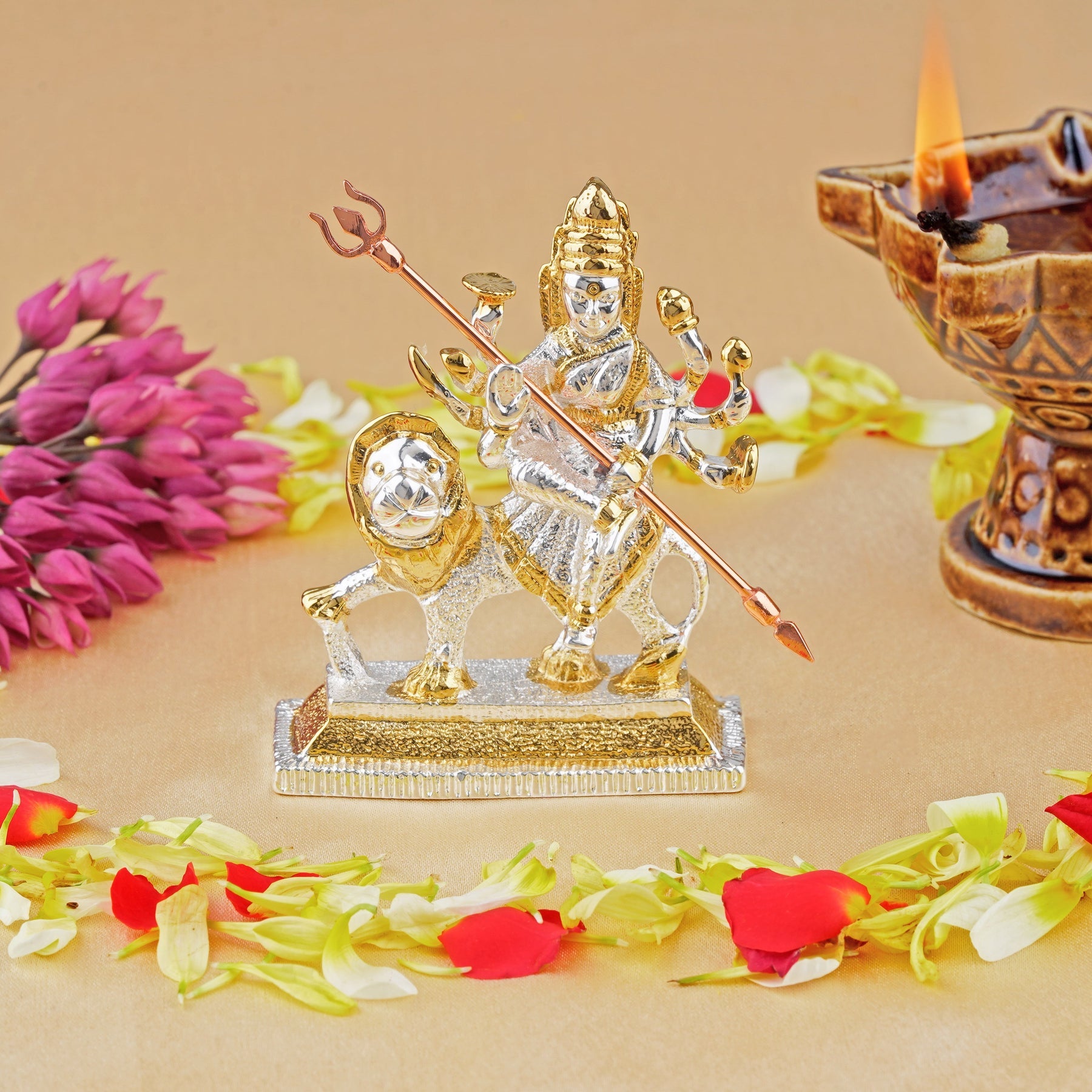 Estele Gold-Polished Religious goddess Durga Ma Idol for Pooja & Car decor - Distacart