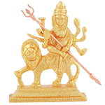 Thumbnail for Estele Gold-Polished Durga Ma Idol with sitting on lion for Pooja & Car decor - Distacart