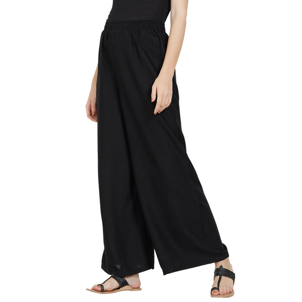 Black Rayon Ankle Length Palazzo - Hiral Fashion