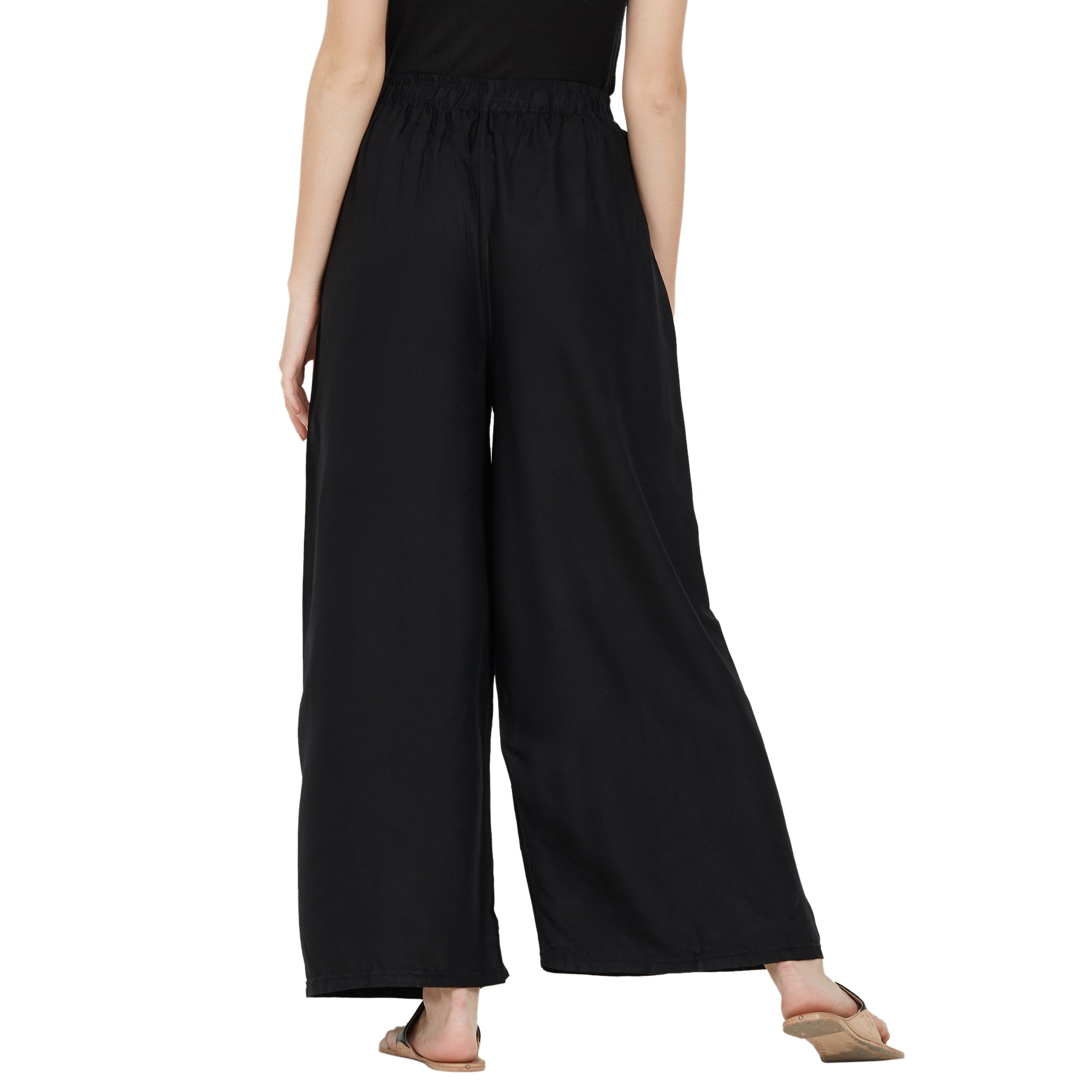 Black Rayon Ankle Length Palazzo - Hiral Fashion