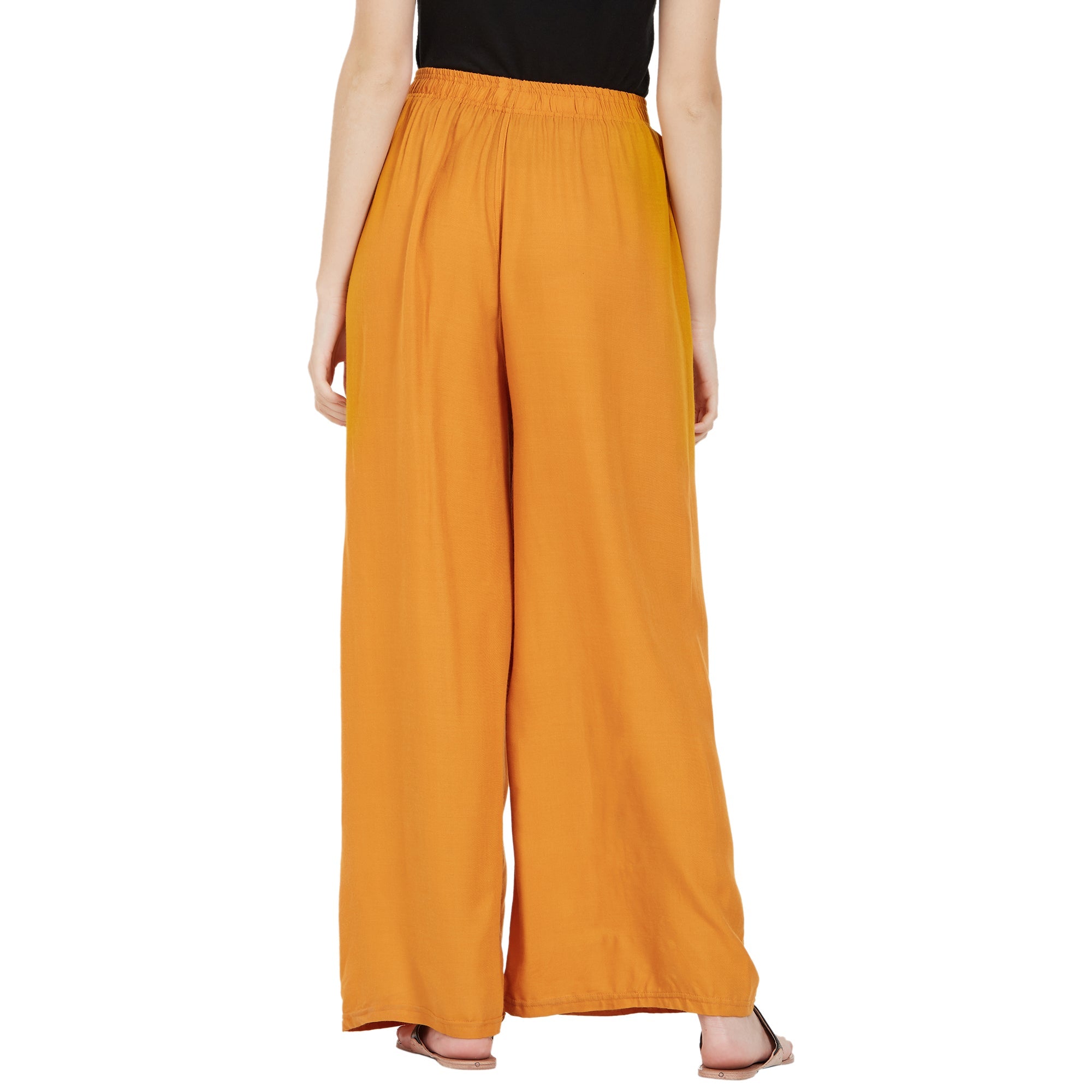 Mustard Rayon Ankle Length Palazzo - Hiral Fashion