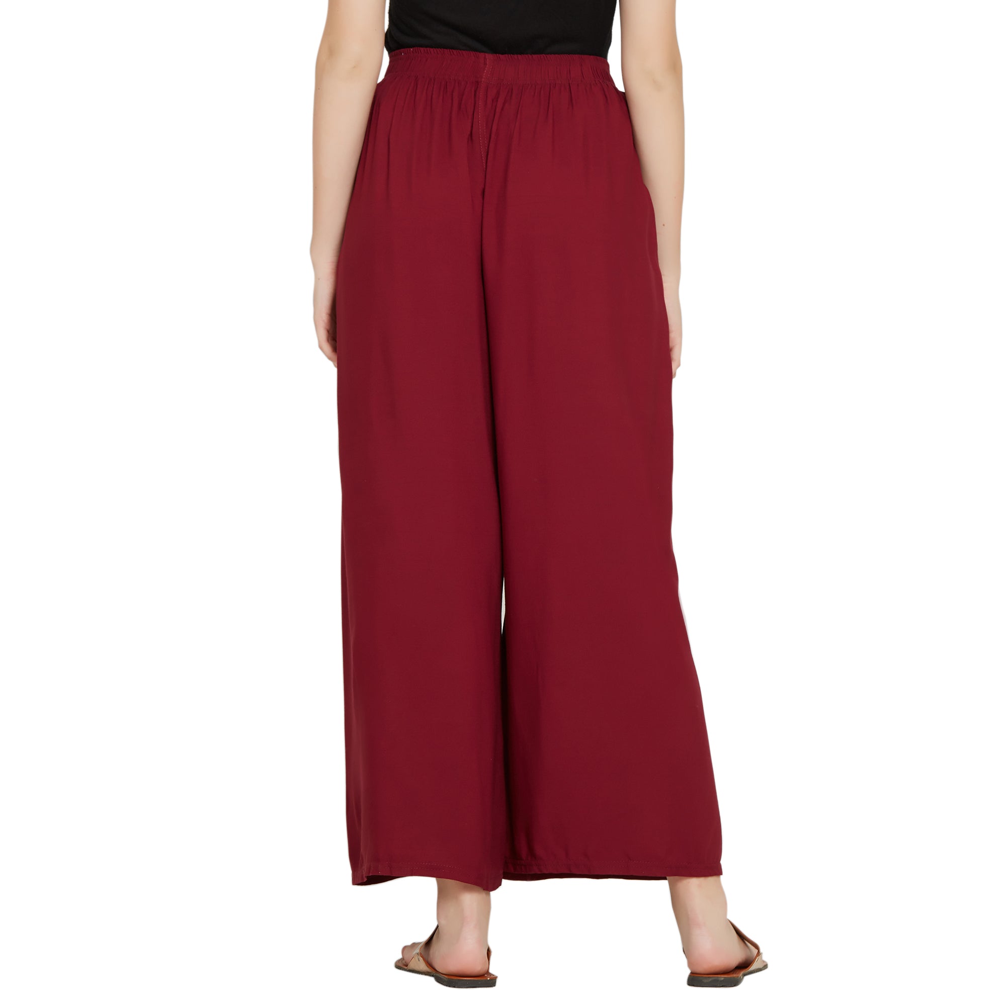 Maroon Rayon Ankle Length Palazzo - Hiral Fashion