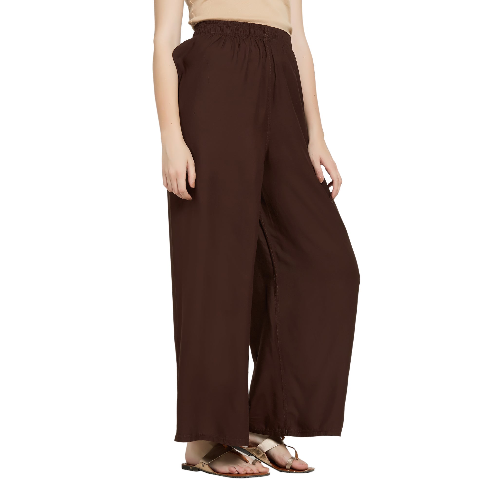 Brown Rayon Ankle Length Palazzo - Hiral Fashion