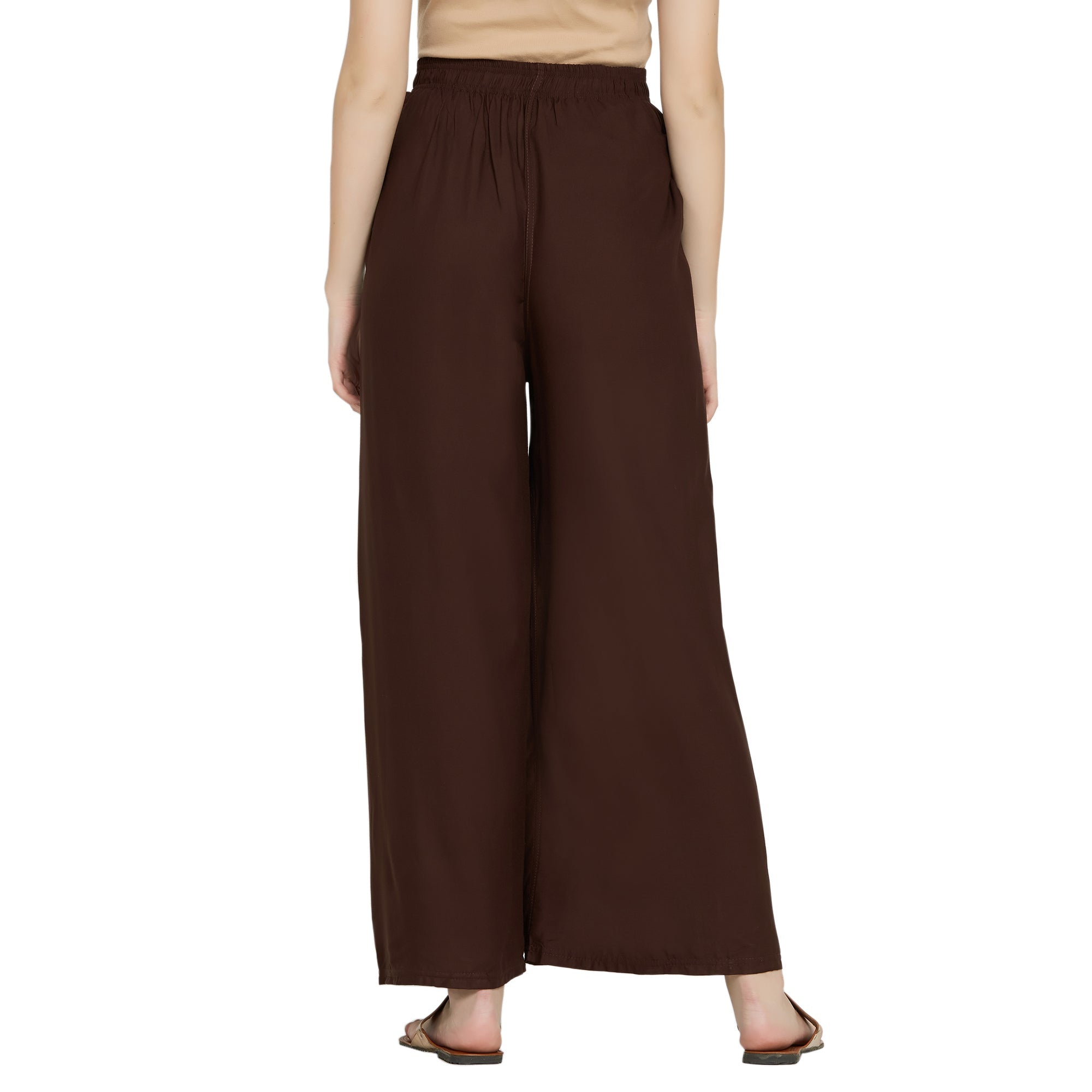 Brown Rayon Ankle Length Palazzo - Hiral Fashion