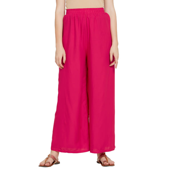 Pink Rayon Ankle Length Palazzo - Hiral Fashion