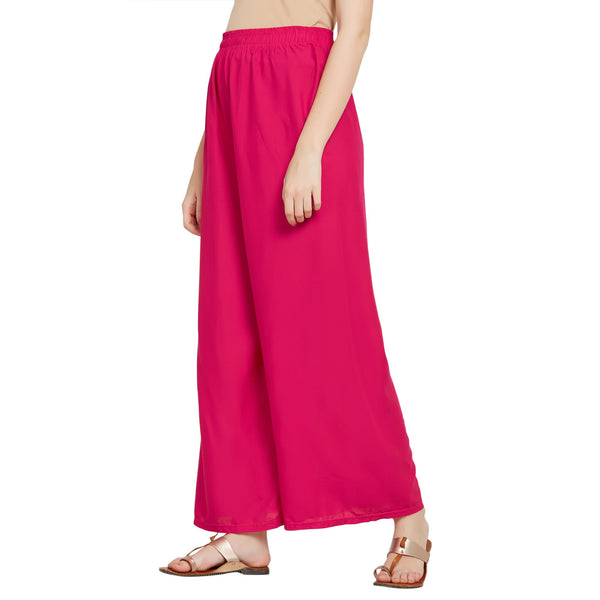 Pink Rayon Ankle Length Palazzo - Hiral Fashion