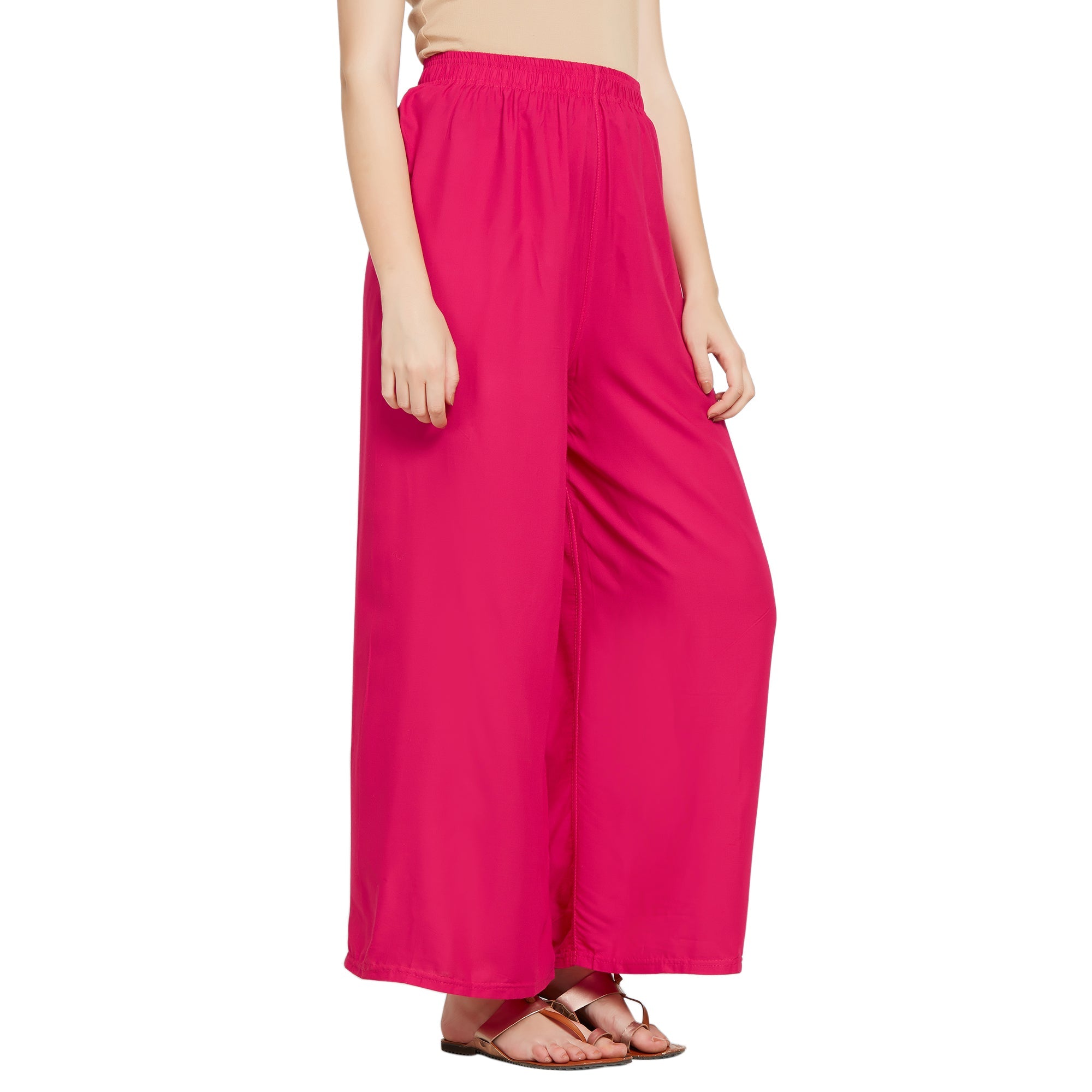Pink Rayon Ankle Length Palazzo - Hiral Fashion