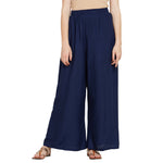 Thumbnail for Navy Blue Rayon Ankle Length Palazzo - Hiral Fashion
