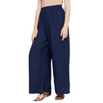 Thumbnail for Navy Blue Rayon Ankle Length Palazzo - Hiral Fashion