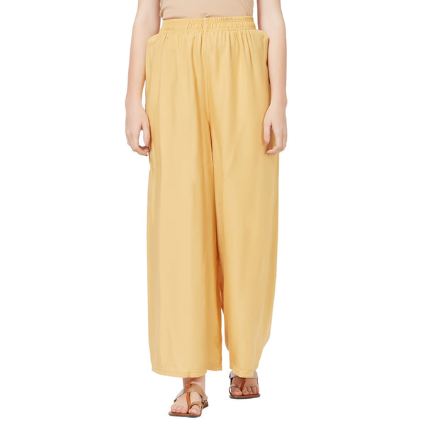 Skin Plain Rayon Ankle Length Palazzo - Hiral Fashion