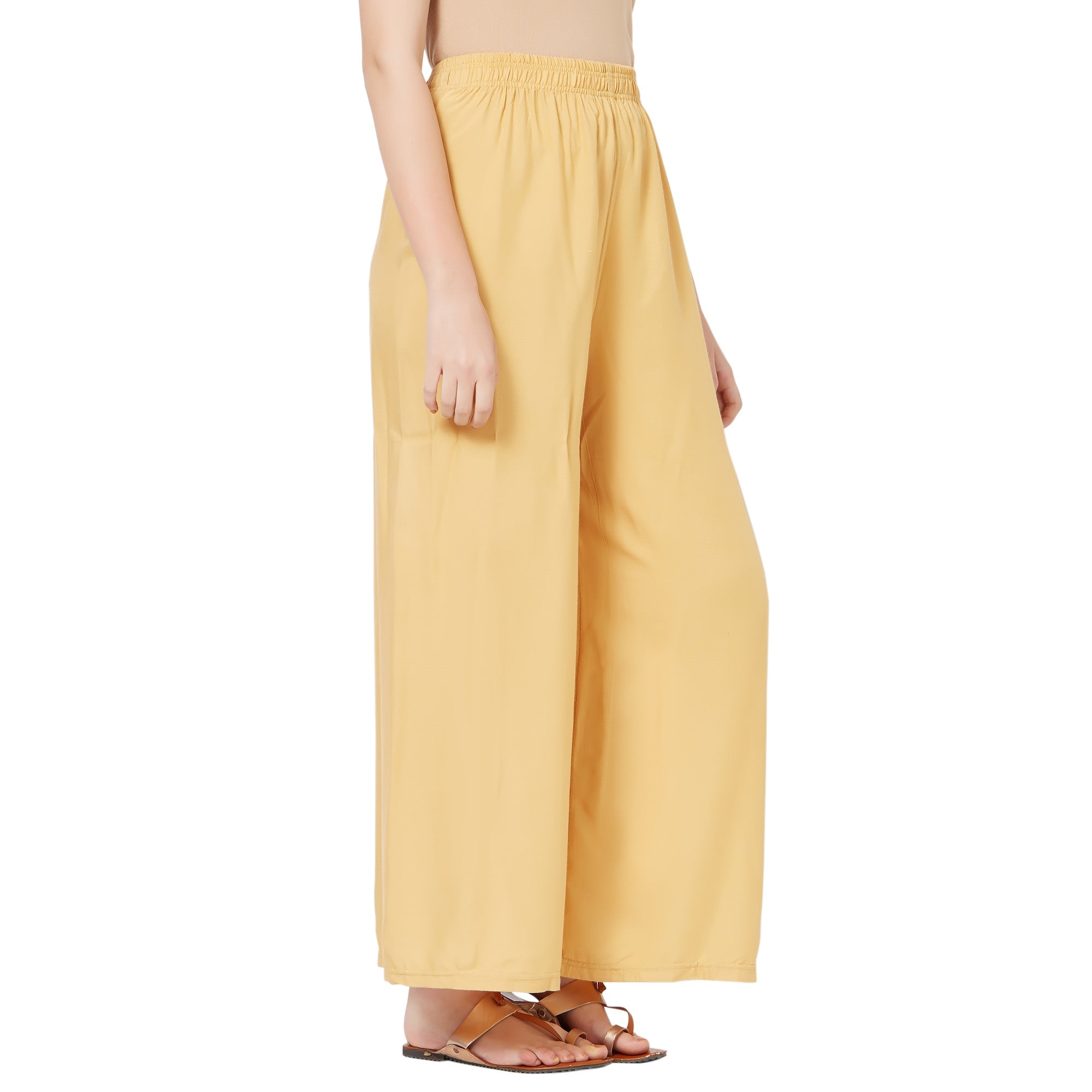 Skin Plain Rayon Ankle Length Palazzo - Hiral Fashion