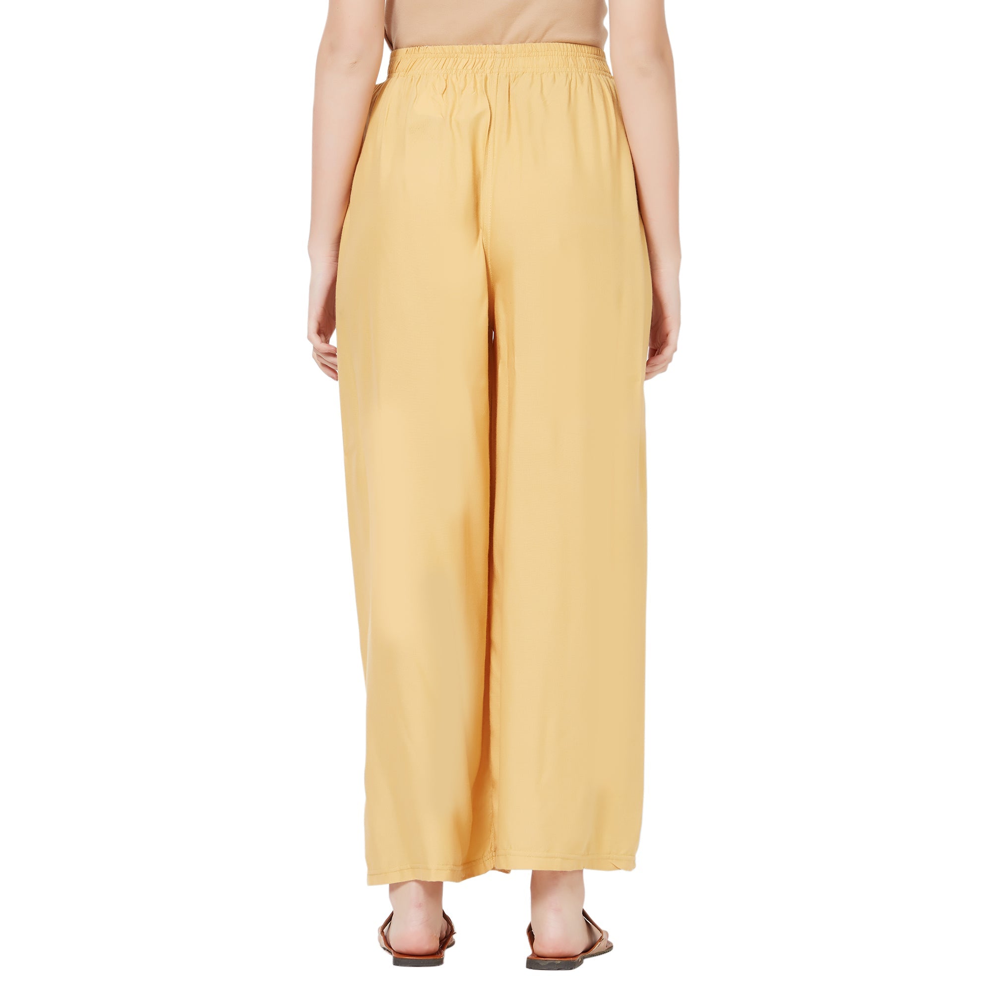 Skin Plain Rayon Ankle Length Palazzo - Hiral Fashion