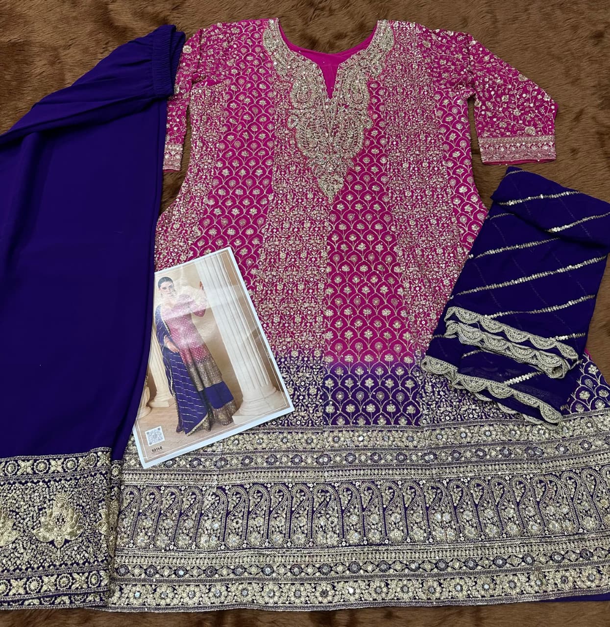 Aarshi Fashions Rose Pink Pure Georgette Full Stitched Suit - Distacart