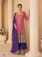 Thumbnail for Aarshi Fashions Rose Pink Pure Georgette Full Stitched Suit - Distacart