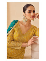 Thumbnail for Aarshi Fashions Yellow Pure Georgette Full Stitched Suit - Distacart