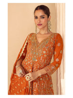 Thumbnail for Aarshi Fashions Orange Pure Georgette Full Stitched Suit - Distacart