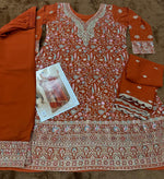 Thumbnail for Aarshi Fashions Orange Pure Georgette Full Stitched Suit - Distacart