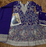 Thumbnail for Aarshi Fashions Dark Blue Pure Georgette Full Stitched Suit - Distacart