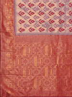 Thumbnail for Janasya Grey & Maroon Silk Blend Ethnic Motifs Kanjivaram Saree