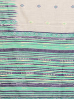 Thumbnail for Janasya Beige & Blue Chanderi Geometric Woven Saree
