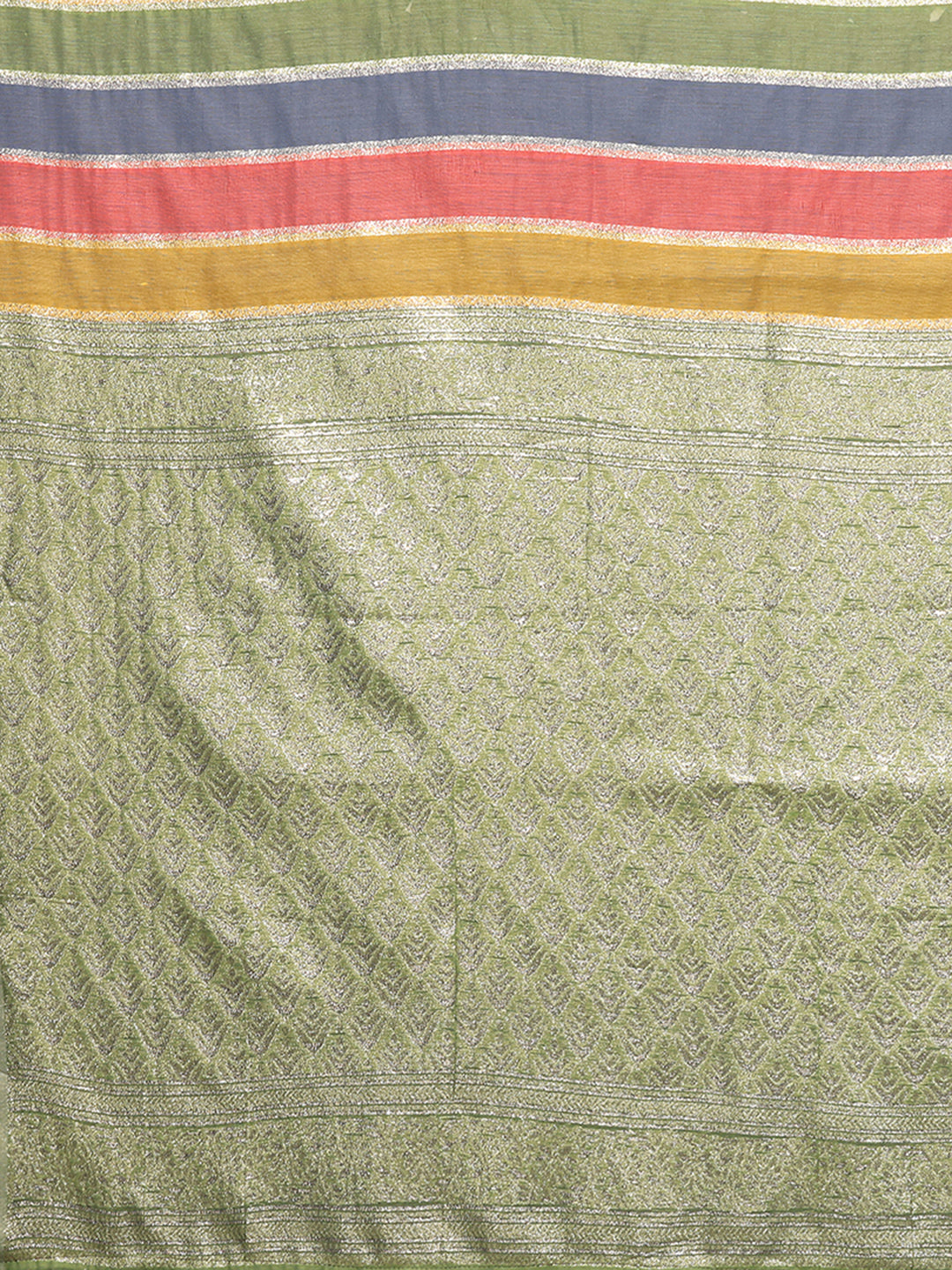 Janasya Multicolor Cotton Striped Woven Saree