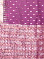 Thumbnail for Janasya Purple Cotton Linen Geometric Woven Saree