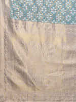 Thumbnail for Janasya Light Blue Cotton Ethnic Motifs Woven Saree