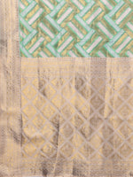 Thumbnail for Janasya Light Green Cotton Geometric Woven Saree
