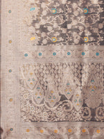 Thumbnail for Janasya Blue & Gold Silk Blend Floral Banarasi Saree