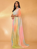 Thumbnail for Janasya Multicolor Georgette Ombre Printed Saree