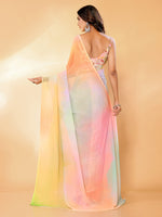 Thumbnail for Janasya Multicolor Georgette Ombre Printed Saree