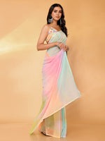 Thumbnail for Janasya Multicolor Georgette Ombre Printed Saree